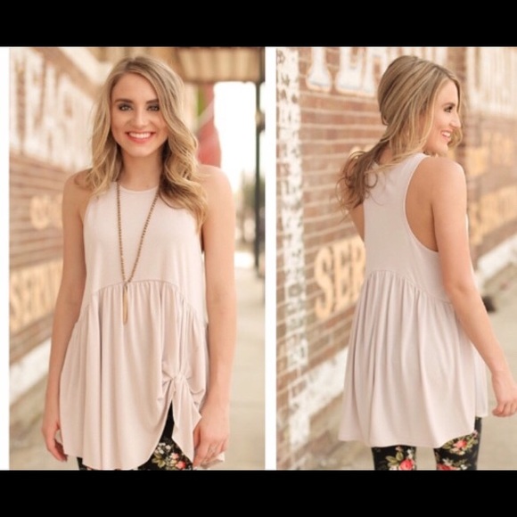 Infinity Raine Tops - 🆑 Taupe Side Knot Tunic.